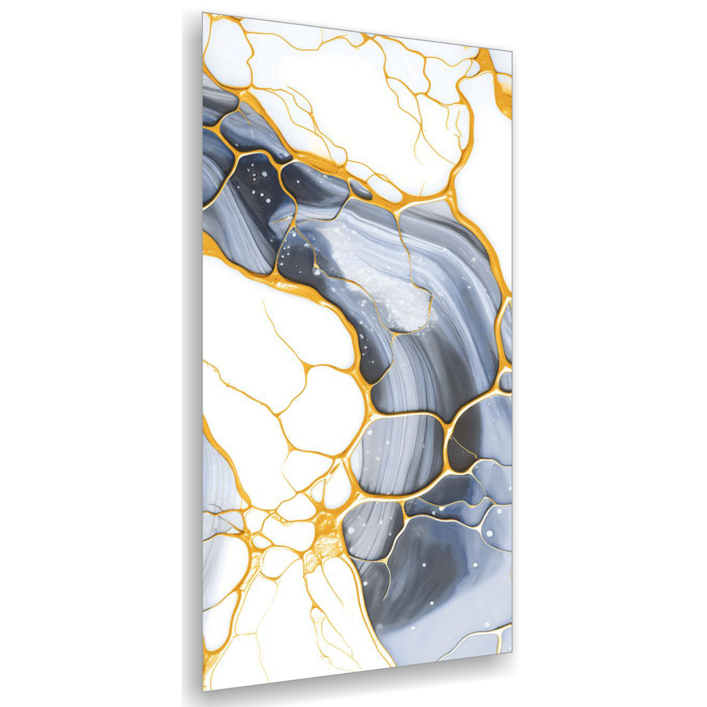 Fabulous Midnight Blue & White with Radiant Gold Webbing Porcelain Tile