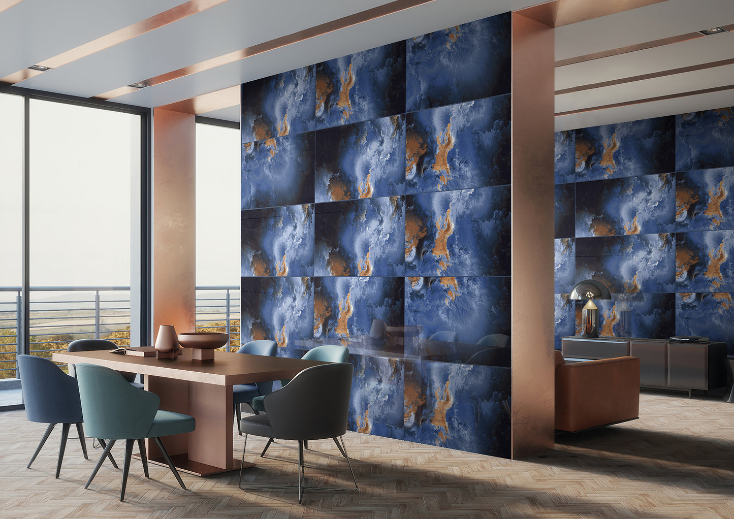 Magnificent Amaze Blue & Copper Tones Porcelain Tile