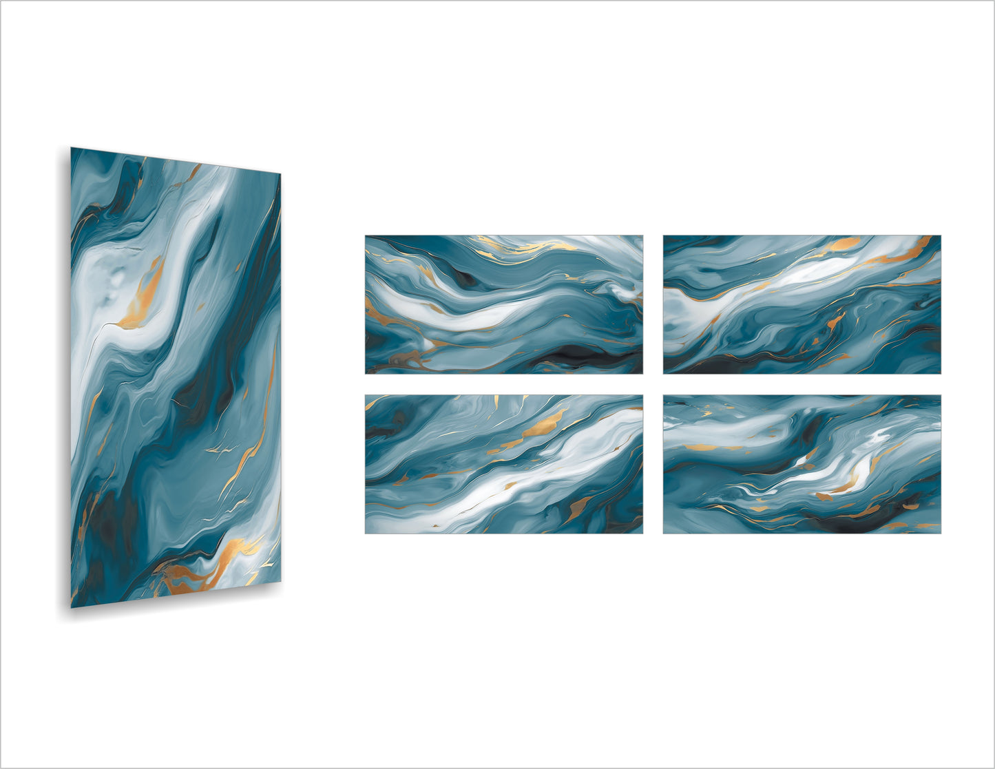 Prestigious White Base with Blue & Black Patterns Porcelain Tile