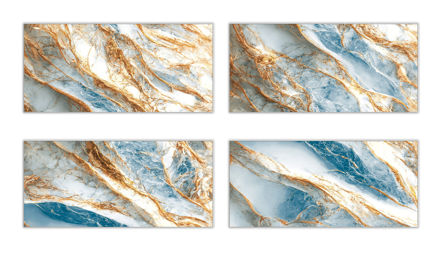 Beautiful White Marble Gold & Blue Streaks Porcelain Tile